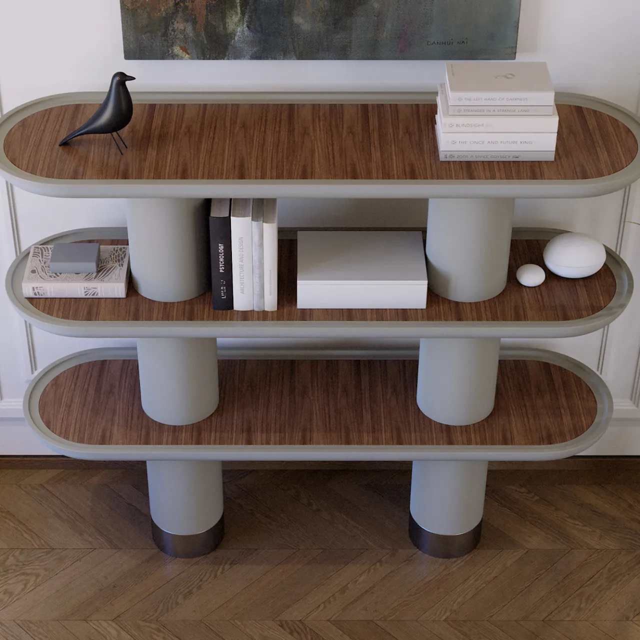 Ultramobili Bookcases<Mina 3.150 3-Shelf Stone Gray Bookcase