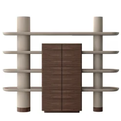 Ultramobili Bookcases<Mina Int1 Beige & Walnut Modular Wall Unit