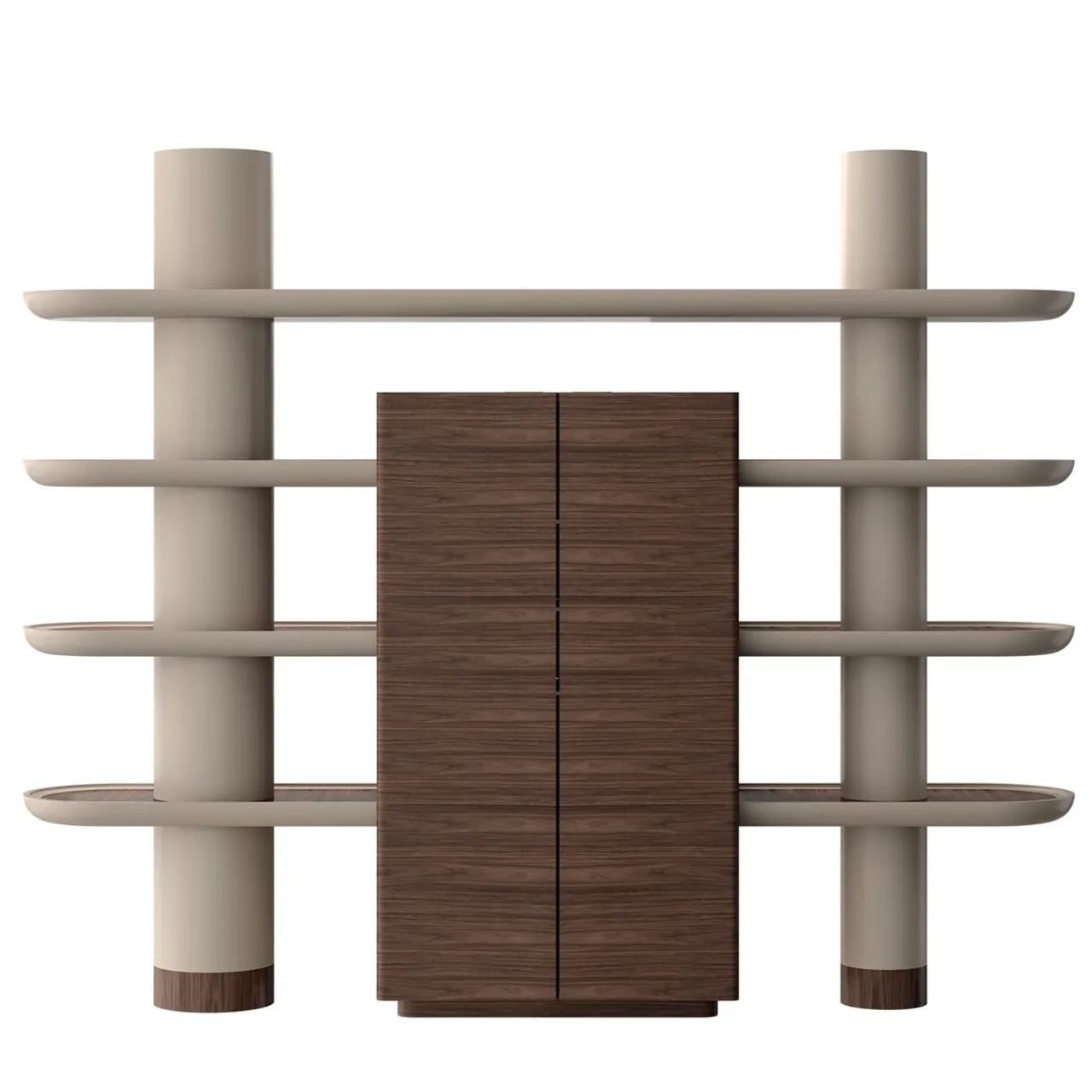 Ultramobili Bookcases<Mina Int1 Beige & Walnut Modular Wall Unit