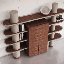 Ultramobili Bookcases<Mina Int1 Beige & Walnut Modular Wall Unit