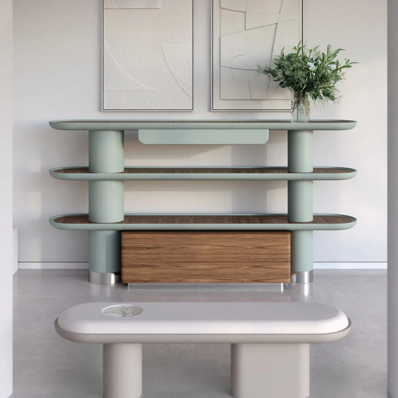 Ultramobili Bookcases<Mina Int4 3-Shelf Pastel Light-Blue Bookcase