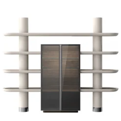 Ultramobili Bookcases<Mina Int2 White & Eucalyptus Modular Wall Unit