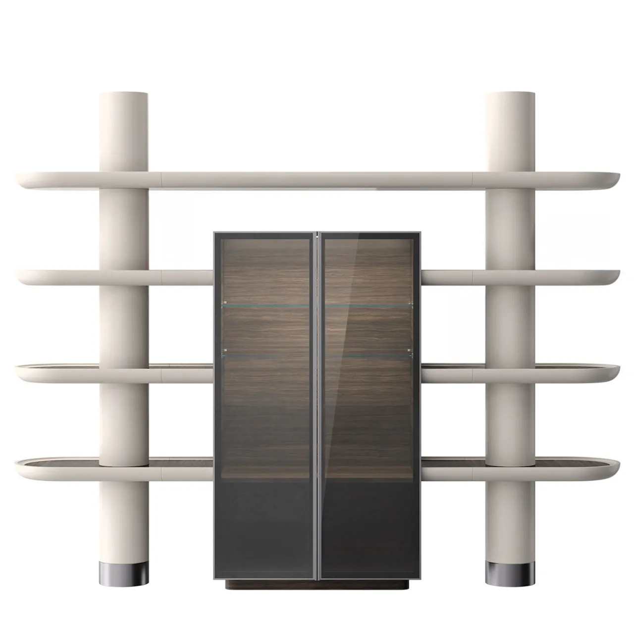 Ultramobili Bookcases<Mina Int2 White & Eucalyptus Modular Wall Unit
