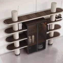 Ultramobili Bookcases<Mina Int2 White & Eucalyptus Modular Wall Unit