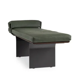 Borzalino Benches<Minerva Green Leather with Curved Metal Base Bench