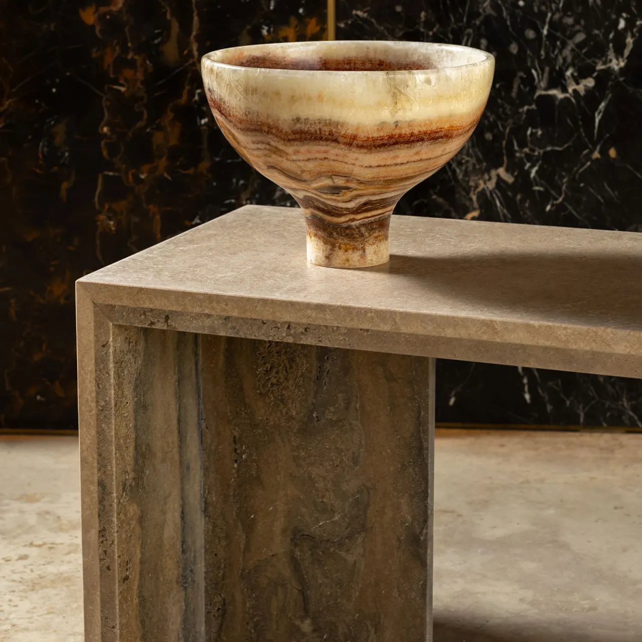 Giovannozzi Marmi Coffee Tables<Minimalist Travertine Titanium Coffee Table