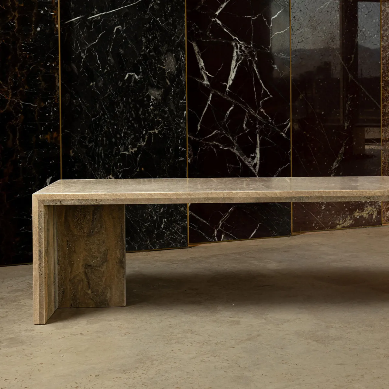 Giovannozzi Marmi Coffee Tables<Minimalist Travertine Titanium Coffee Table