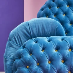 Paolo Nesi Sofas<Misstake Button-Tufted Blue Fabric Sofa by Giuseppe Dicecca