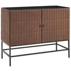 Daytona Cabinets<Mizar Brown Leather Low Cabinet by Dainellistudio