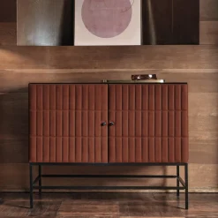 Daytona Cabinets<Mizar Brown Leather Low Cabinet by Dainellistudio