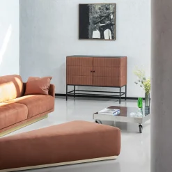 Daytona Cabinets<Mizar Brown Leather Low Cabinet by Dainellistudio