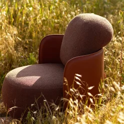 Exteta Outdoor Armchairs<Mochi Brown Leather & Fabric Armchair by Studiopepe