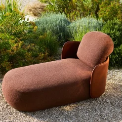Exteta Outdoor Chaises & Daybeds<Mochi Brown Leather & Fabric Chaise Longue by Studiopepe