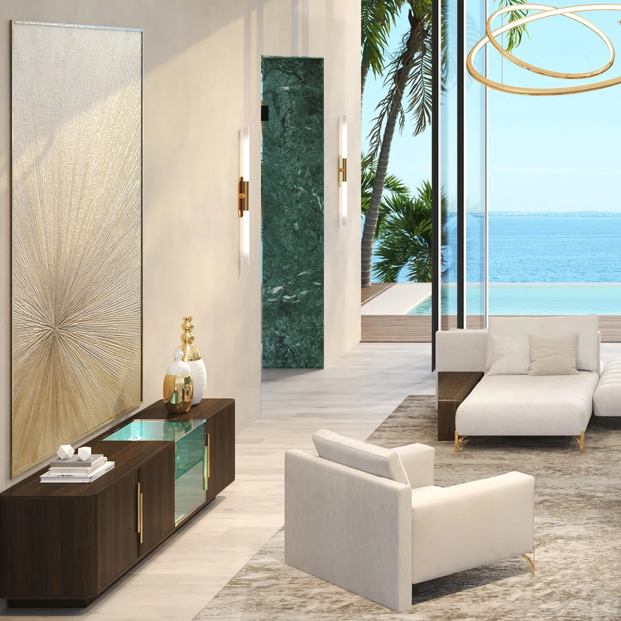 Morello Gianpaolo Bar Cabinets<Modern Four-Door Bar Cabinet with LED Lighting