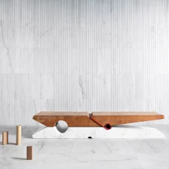 Luce Di Carrara Benches<Molletta Marble & Wood Bench