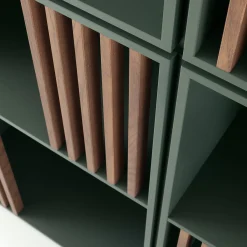 Morica Design Bookcases<Mondrian Amazzonia Green Bookcase with Ash Wood Accents