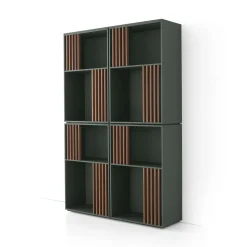 Morica Design Bookcases<Mondrian Amazzonia Green Bookcase with Ash Wood Accents