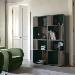Morica Design Bookcases<Mondrian Amazzonia Green Bookcase with Ash Wood Accents