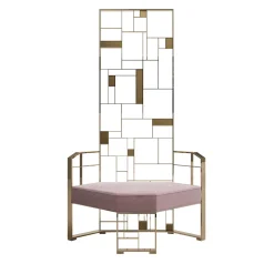 Galbiati Fratelli Lounge Chairs<MoNDRIAN High Back Gold Brass Lounge Chair