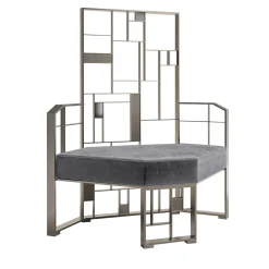 Galbiati Fratelli Lounge Chairs<MoNDRIAN Medium Back Silver Brass Lounge Chair