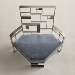Galbiati Fratelli Lounge Chairs<MoNDRIAN Medium Back Silver Brass Lounge Chair