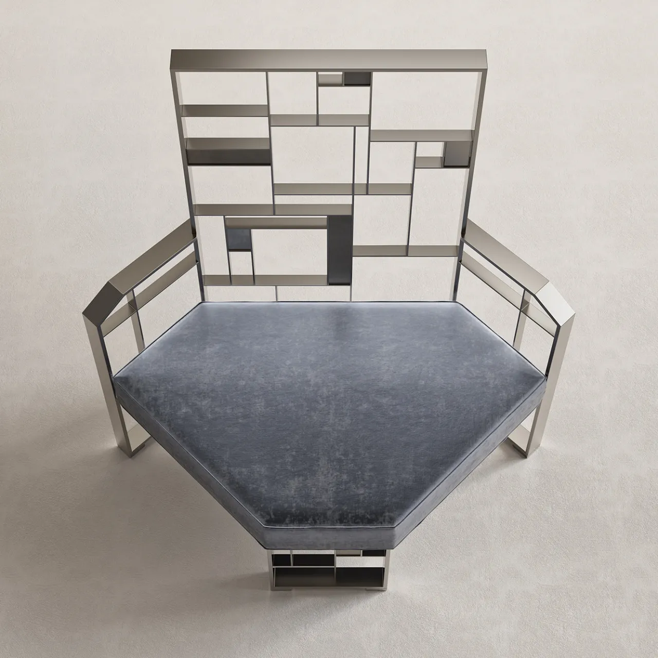 Galbiati Fratelli Lounge Chairs<MoNDRIAN Medium Back Silver Brass Lounge Chair