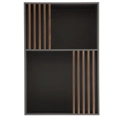 Morica Design Bookcases<Mondrian Volcano Gray Bookcase with Solid Wood Walnut-Stained Accents