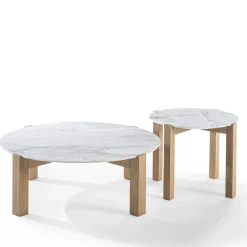 Durame Side Tables<Moon 2 Round White Marble Side Table