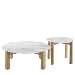 Durame Nesting Tables<Moon 2-Piece Set of White Marble Small Tables