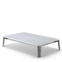 Exteta Outdoor Coffee Tables<Moonlight Carrara Marble & Aluminum Outdoor Coffee Table