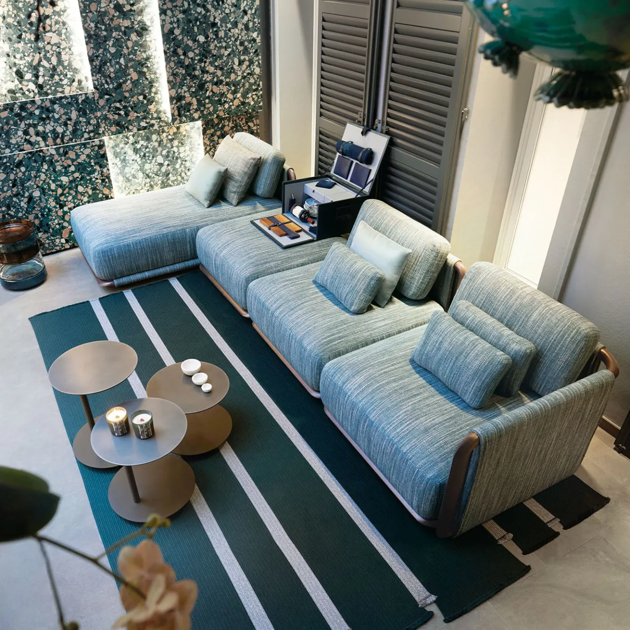 Giorgetti Outdoor Sofas & Benches<Moorea Key West Modular Blue Outdoor Sofa #1