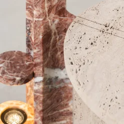 MMOOS. Side Tables<Mostro Ii Rosa Peralba Marble And Travertine With Built-In Lamp Side Table