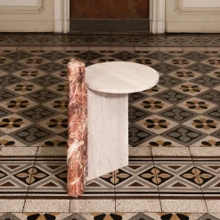 MMOOS. Side Tables<Mostro Iii Rosa Peralba Marble And Travertine Side Table
