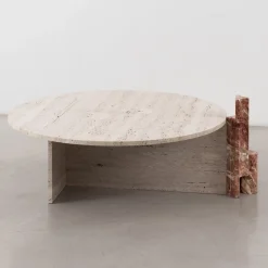 MMOOS. Coffee Tables<Mostro Iv Rosa Peralba Marble And Travertine Coffee Table
