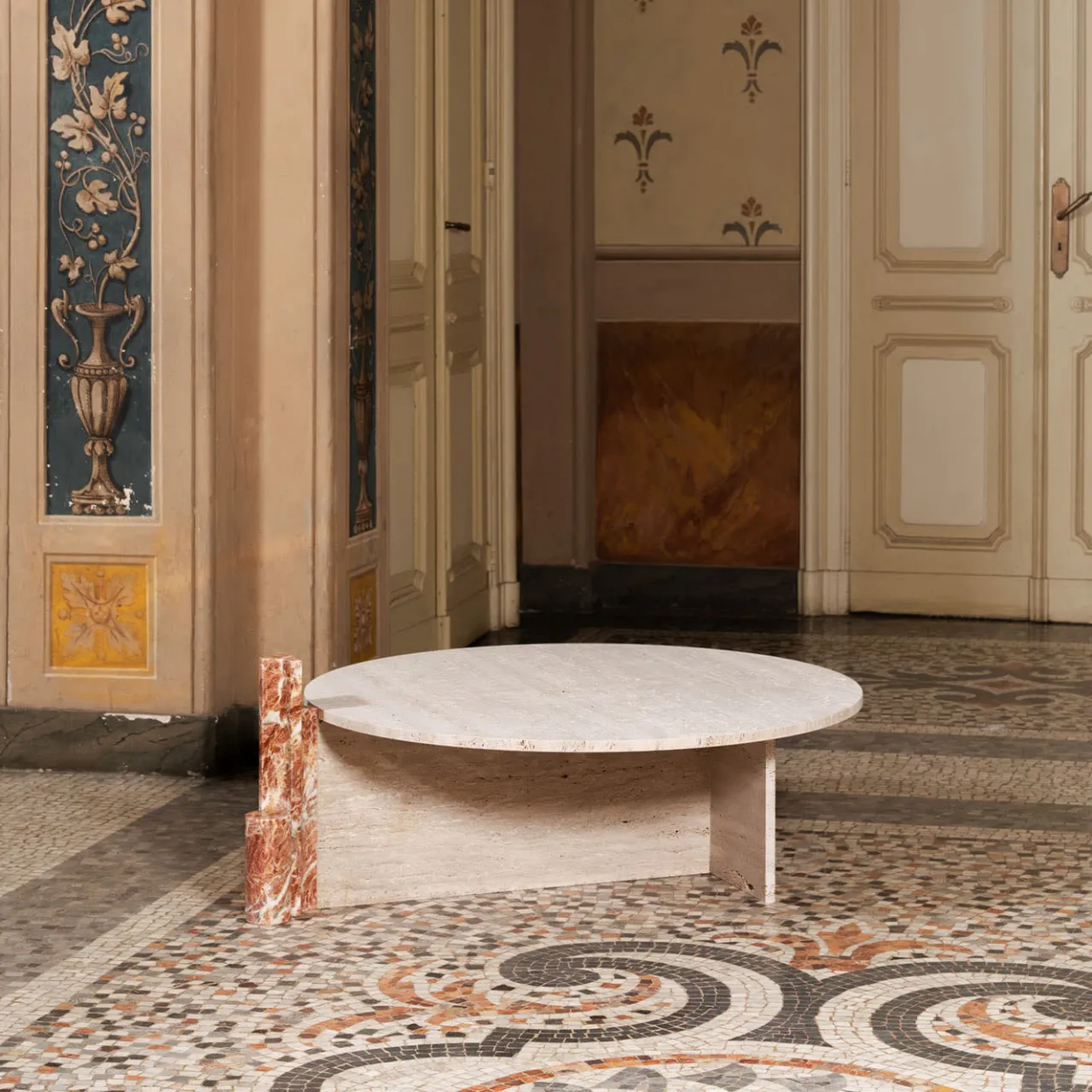MMOOS. Coffee Tables<Mostro Iv Rosa Peralba Marble And Travertine Coffee Table
