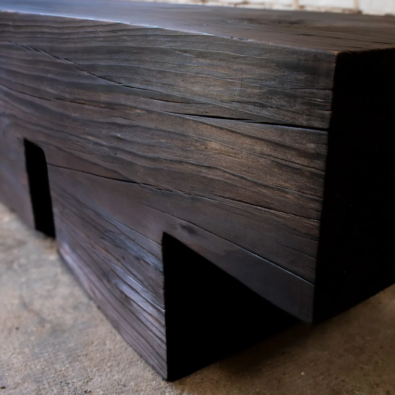 Riccardo Monte Benches<Mykonos Undercut Charred Dark Finish Cedar Wood Bench