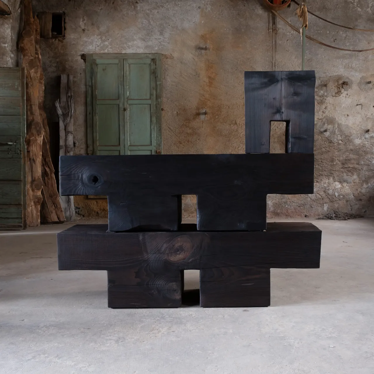 Riccardo Monte Benches<Mykonos Undercut Charred Dark Finish Cedar Wood Bench