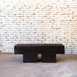 Riccardo Monte Benches<Mykonos Undercut Charred Dark Finish Cedar Wood Bench