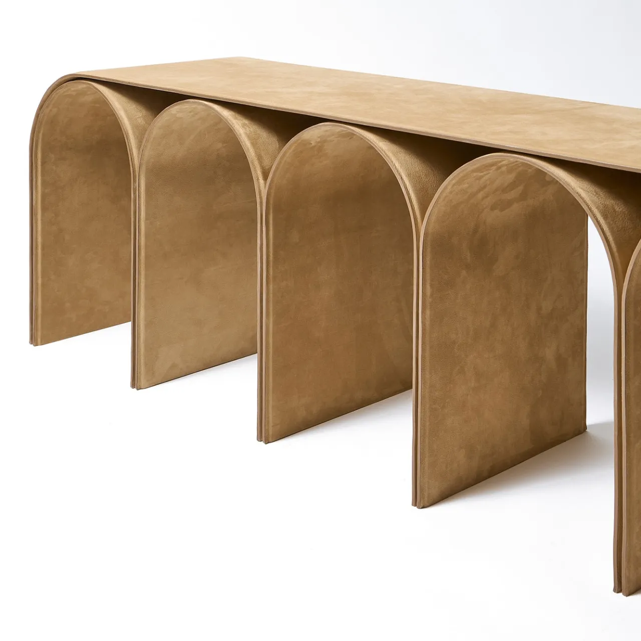 Pietro Franceschini Benches<Nabuk Arch Beige Leather Bench