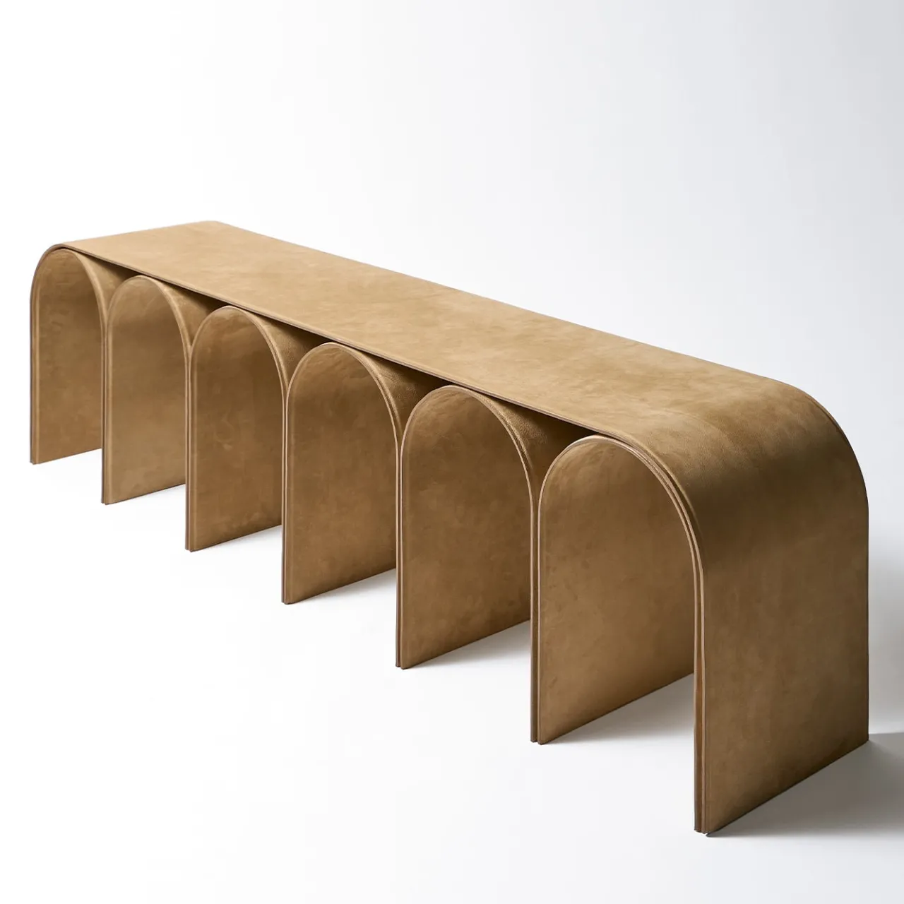 Pietro Franceschini Benches<Nabuk Arch Beige Leather Bench