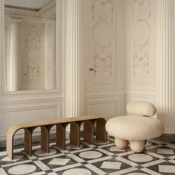 Pietro Franceschini Benches<Nabuk Arch Beige Leather Bench