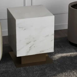 L'Eccesso Side Tables<Nahul Calacatta White Marble With Metal Base Side Table