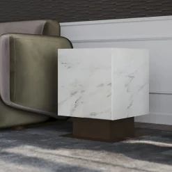 L'Eccesso Side Tables<Nahul Calacatta White Marble With Metal Base Side Table