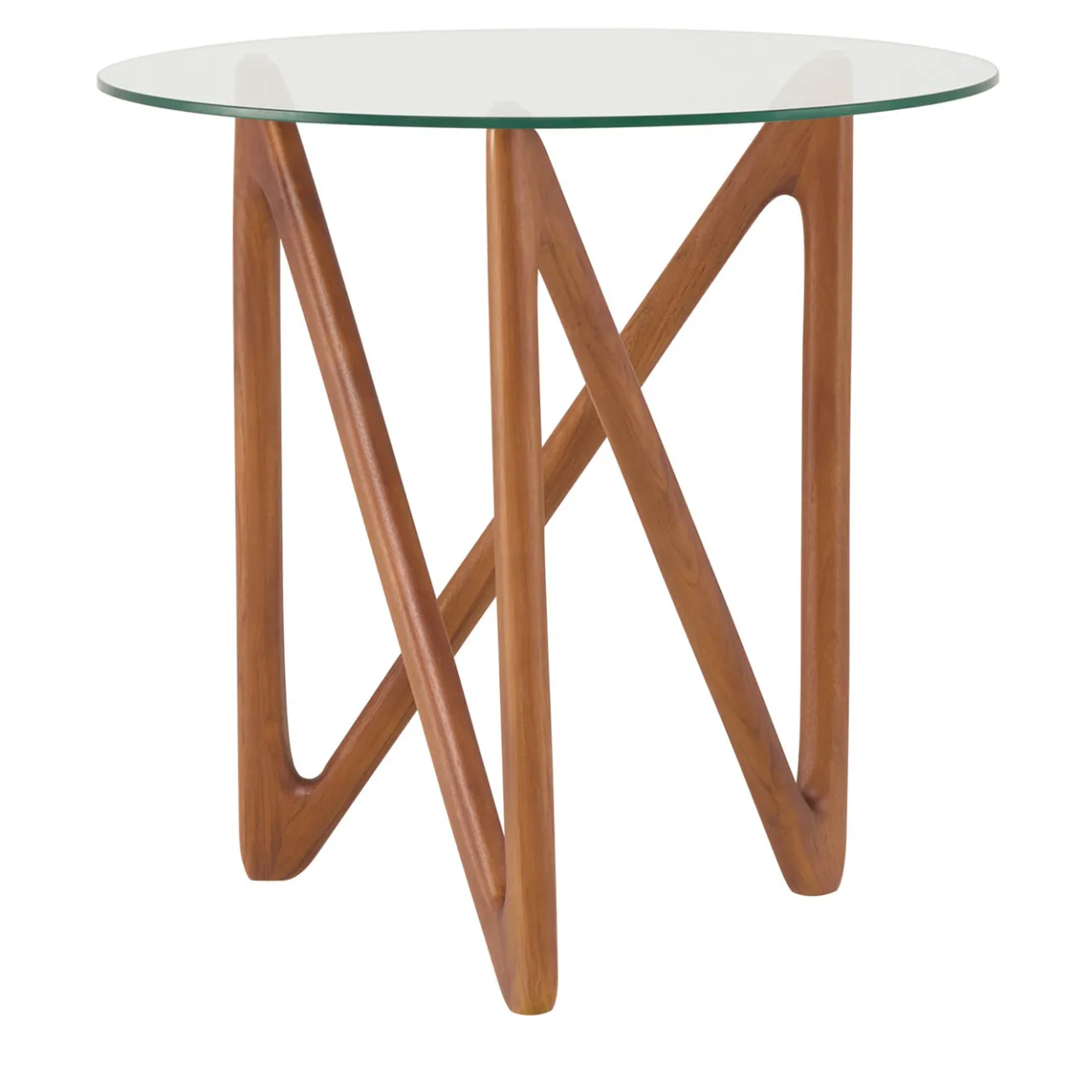 Il Giardino di Legno Outdoor Coffee Tables<Nanto Round Wood Outdoor Side table with Glass Top