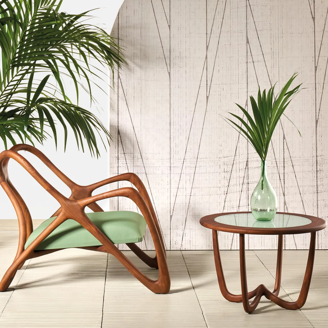 Il Giardino di Legno Outdoor Coffee Tables<Nanto Round wood Outdoor Coffee Table with glass top