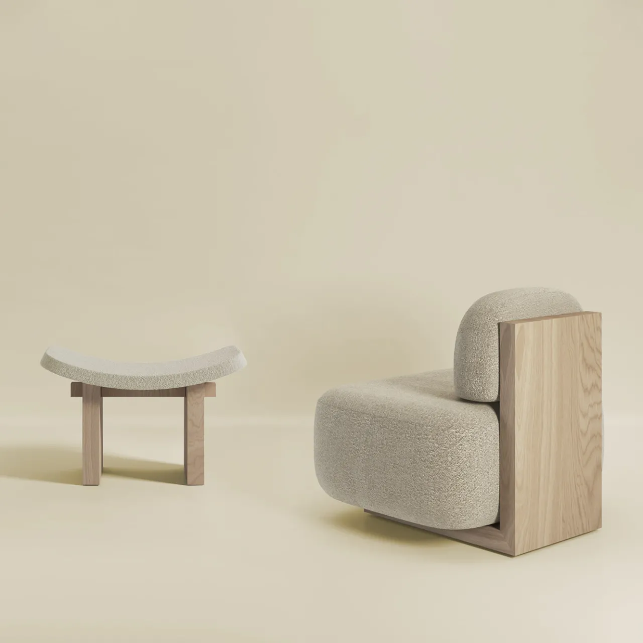 Secolo Stools<Nara Cocò Desert Storm And White Oak Stool