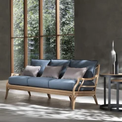 Mila Maurizi Sofas<Natalie 3-Seater Teal Rattan Sofa