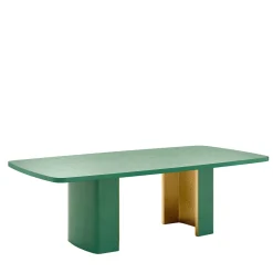 Cupioli Dining Tables<Nature Rectangular Green & Golden Wooden Dining Table