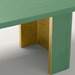 Cupioli Dining Tables<Nature Rectangular Green & Golden Wooden Dining Table
