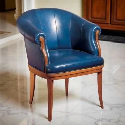 Marzorati Office Chairs<Navy Blue Leather Armchair